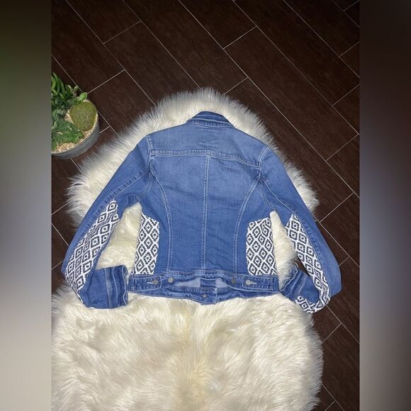 Paige Vermont Denim Jacket Mosaic Tile Western Aztec sz small - Picture 5 of 8